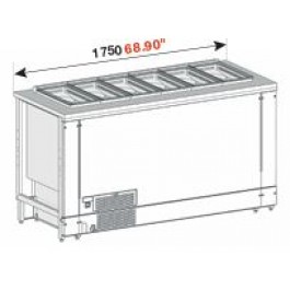 POZZETTO COUNTER FOR ICE CREAM VENTILATED MOD. PANORAMA 225 CM WITH 12 CARAPINE AND RESERVE