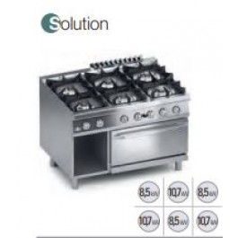 GAS KITCHEN 6 BURNERS WITH GAS OVEN GN 2/1 SHAFT A DAY SERIES 90 SOLUTION