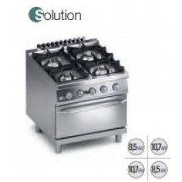GAS KITCHEN 4 FIRES WITH GAS OVEN GN 2/1 SERIES 90 SOLUTION