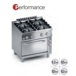 4 BURNERS GAS RANGE + FAN ASSISTED ELECTRIC OVEN 1/1 GN SERIES 700 PERFORMANCE K7MCUP10FV