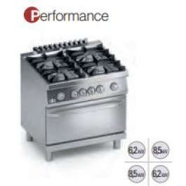 4 BURNERS GAS RANGE + STATIC ELECTRIC OVEN 2/1 GN SERIE 700 PERFORMANCE K7MCUP10FF