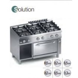GAS KITCHEN 6 FIRES WITH ELECTRIC VENTILATED OVEN GN 1/1 AND 1 DOOR SERIES 70 SOLUTION