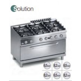 GAS KITCHEN 6 FIRES WITH GAS MAXI OVEN 100X53 SERIES 70 SOLUTION