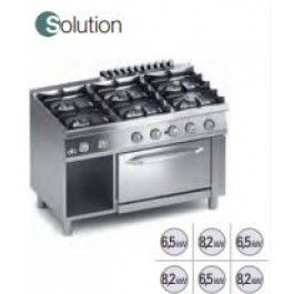 GAS KITCHEN 6 FIRES WITH GAS OVEN GN 1/1 AND 1 DOOR SERIES 70 SOLUTION