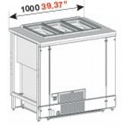 POZZETTO COUNTER FOR ICE CREAM VENTILATED MOD. PANORAMA 150 CM WITH 6 CARAPINE AND RESERVE