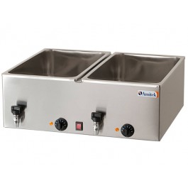 BAIN MARIE 2 TANKS GN 1/1 DEPTH 16 CM MOD. BM216R TEMPERATURE 0-90 ° C WITH DRAIN TAP
