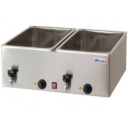 BAIN MARIE 2 TANKS GN 1/1 DEPTH 21 CM MOD. BM221R TEMPERATURE 0-90 ° C WITH DRAIN TAP