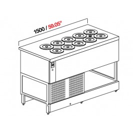 POZZETTO GLYCOL ICE CREAM BENCH 150 CM WITH 10 TUBS (WITHOUT PANELS)