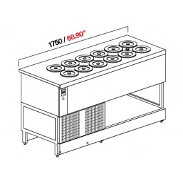 POZZETTO GLYCOL ICE CREAM BENCH 175 CM WITH 12 TUBS (WITHOUT PANELS)