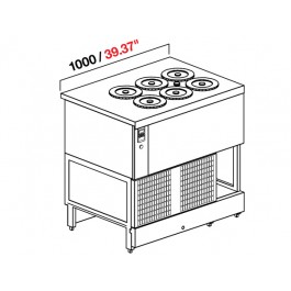 POZZETTO GLYCOL ICE CREAM BENCH 100 CM WITH 6 TUBS (WITHOUT PANELS)