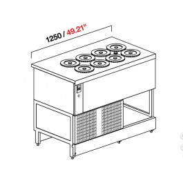 POZZETTO GLYCOL ICE CREAM BENCH 125 CM WITH 8 TUBS (WITHOUT PANELS)