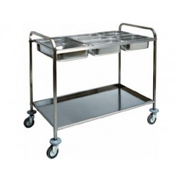 STAINLESS STEEL BASIN-HOLDER SERVICE CART 3 GN 1/1