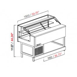 STATIC SHOWCASE MOD. MIX W 100 H 115.1 LOW STRAIGHT GLASS WITHOUT PANELS