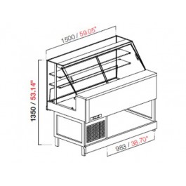 STATIC SHOWCASE MOD. MIX W 125 H 135 HIGH STRAIGHT GLASS WITHOUT PANELS