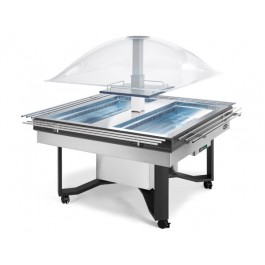 REFRIGERATED SHOWCASE BUFFET MOD. DOME STAINLESS STEEL WITH SHELVES