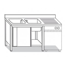 CANTILEVERED SINK WITH DOORS + DRIP W200xD70xH85
