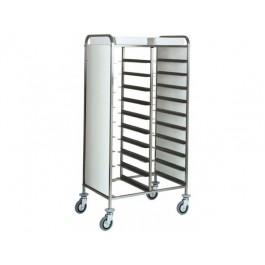 DOUBLE PANELED PERFEX WHITE TRAY-HOLDER CART