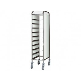 SINGLE STAINLESS STEEL PANELED TRAY-HOLDER CART