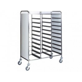 TRIPLE STAINLESS STEEL PANELED TRAY-HOLDER CART