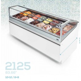 VENTILATED ICE CREAM SHOWCASE 4 SEASONS MOD. SAM80 212.5 CM PHASE 12 + 12 PANS WITHOUT PANEL