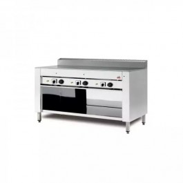 ELECTRIC COOKER ON STAINLESS STEEL OPEN CABINET mod C.PE12 WITH CHROME TOP