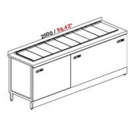 POZZETTO COUNTER FOR ICE CREAM VENTILATED MOD. PANORAMA 3 TEMPERATURE 350 CM WITH 4 + 10 + 4 CARAPINE AND RESERVE