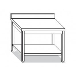 TABLE ON LEGS WITH SHELF AND RAISED W70XD70XH85