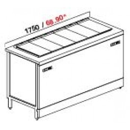 POZZETTO COUNTER FOR ICE CREAM VENTILATED MOD. PANORAMA 2 TEMPERATURE 200 CM WITH 4 + 8 CARAPINE AND RESERVE