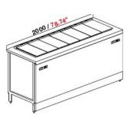 POZZETTO COUNTER FOR ICE CREAM VENTILATED MOD. PANORAMA 2 TEMPERATURE 250 CM WITH 6 + 8 CARAPINE AND RESERVE