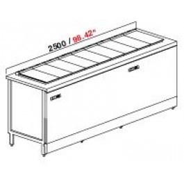POZZETTO COUNTER FOR ICE CREAM VENTILATED MOD. PANORAMA 2 TEMPERATURE 300 CM WITH 12 + 6 CARAPINE AND RESERVE