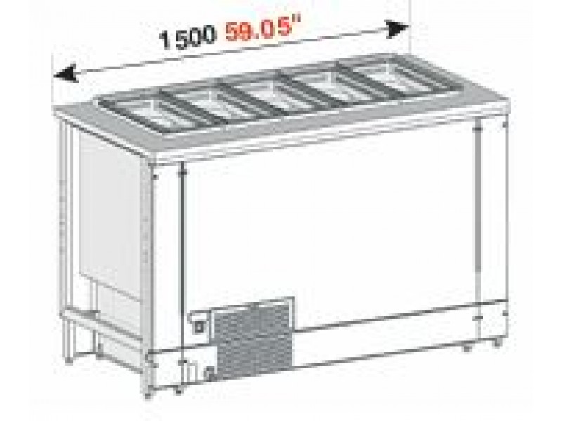POZZETTO COUNTER FOR ICE CREAM VENTILATED MOD. PANORAMA 200 CM WITH 10 CARAPINE AND RESERVE