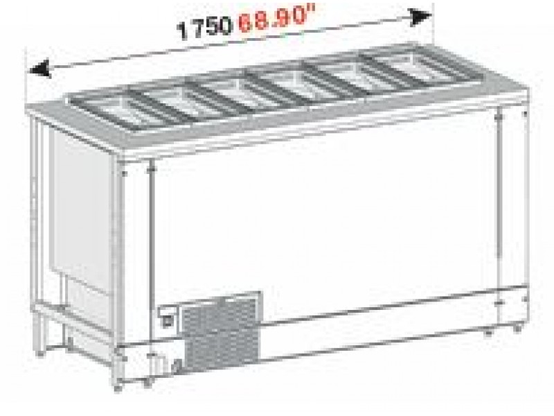 POZZETTO COUNTER FOR ICE CREAM VENTILATED MOD. PANORAMA 225 CM WITH 12 CARAPINE AND RESERVE