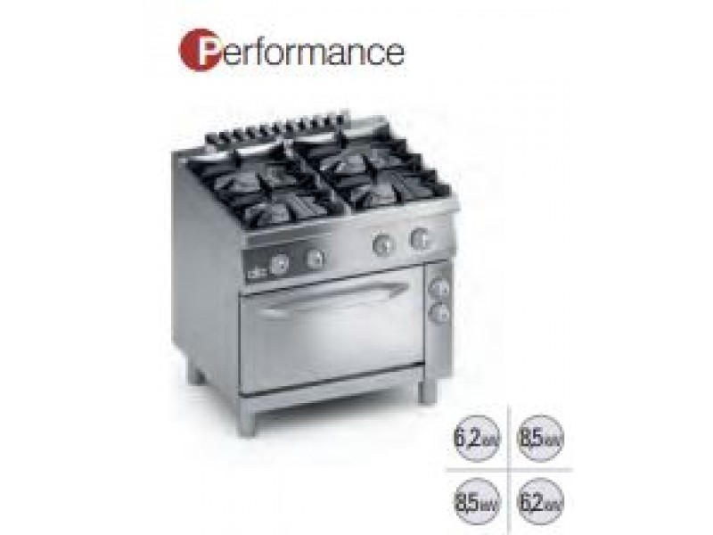 4 BURNERS GAS RANGE + FAN ASSISTED ELECTRIC OVEN 1/1 GN SERIES 700 PERFORMANCE K7MCUP10FV