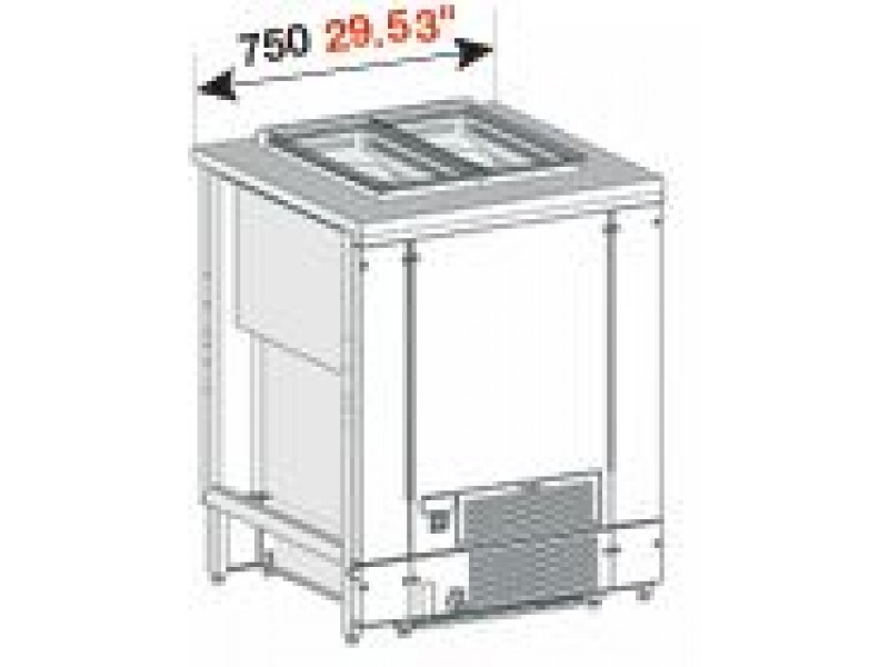 POZZETTO COUNTER FOR ICE CREAM VENTILATED MOD. PANORAMA  125 CM WITH 4 CARAPINE AND RESERVE