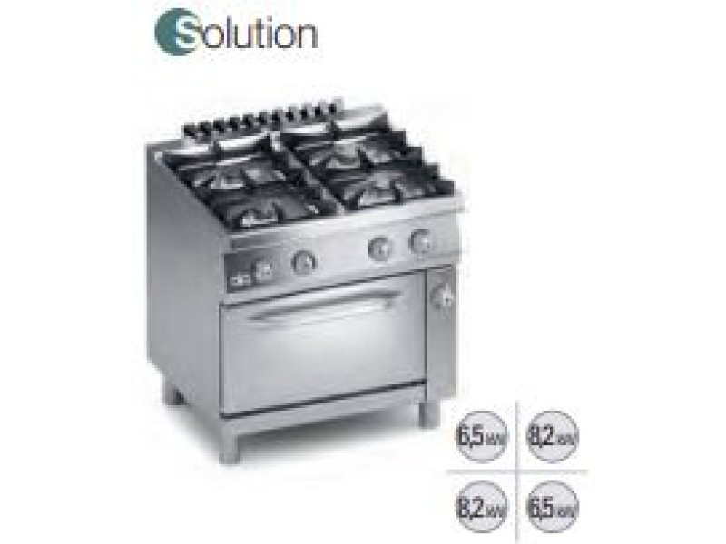 4 BURNERS GAS RANGE WITH GN 1/1 ELECTRIC OVEN 70 SERIES SOLUTION C2MCU10FF
