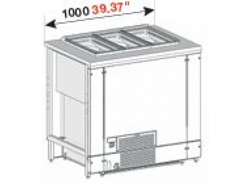POZZETTO COUNTER FOR ICE CREAM VENTILATED MOD. PANORAMA 150 CM WITH 6 CARAPINE AND RESERVE