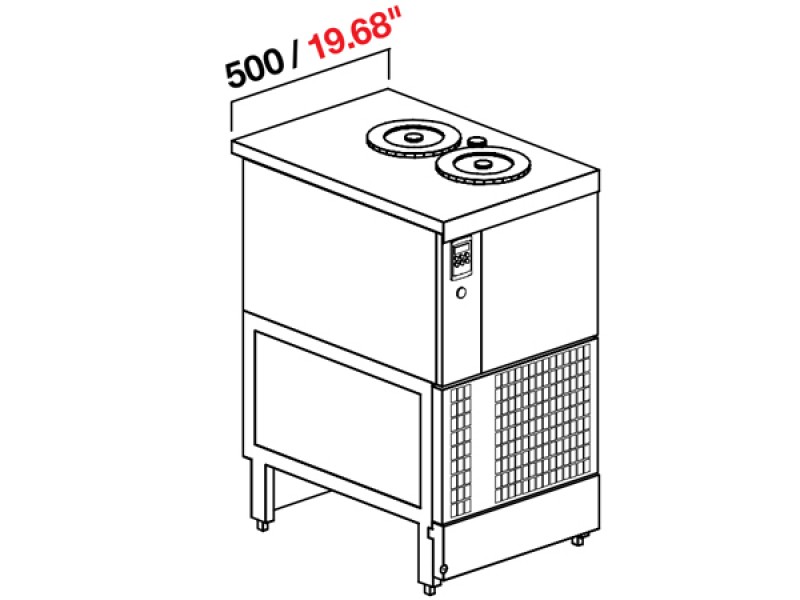POZZETTO GLYCOL ICE CREAM BENCH FROM 50 CM WITH 2 TUBS (WITHOUT PANELS)
