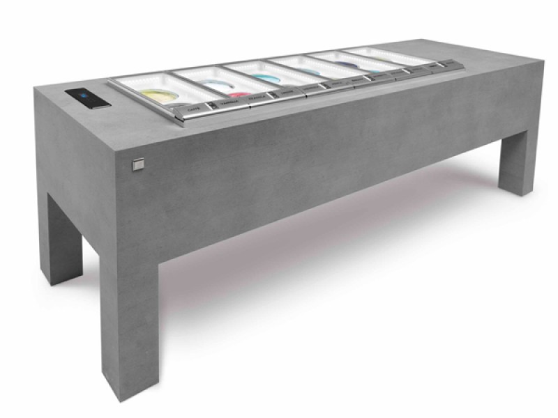 VENTILATED ICE CREAM POZZETTO COUNTER MOD. BELLEVUE 10 HOLES FROM MONO TEMPERATURE 215 CM