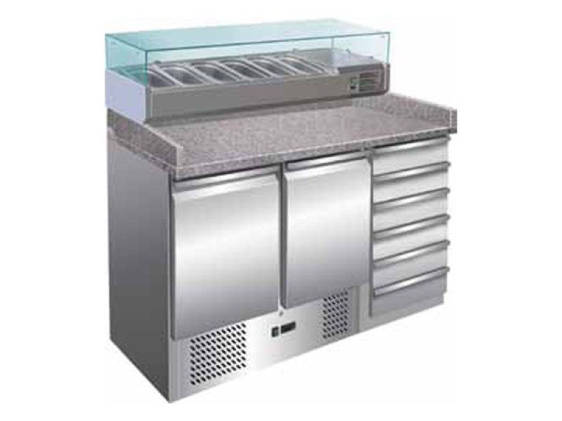 PIZZA COUNTER 2 DOORS GN 1/1 + DRAWER UNIT ENGINE UNDER