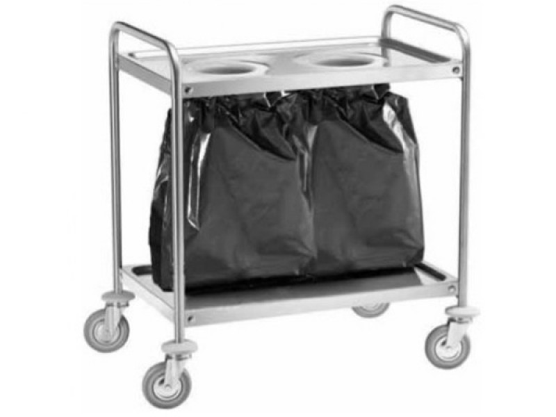 STAINLESS STEEL SERVICE CART WITH 2 HOLES W 110