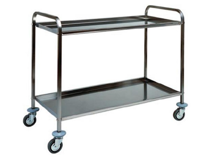 STAINLESS STEEL SERVICE CART 2 SHELVES W110xD70