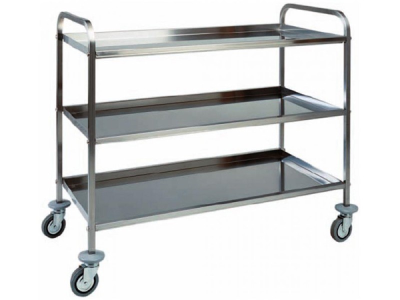 STAINLESS STEEL SERVICE CART 3 SHELVES W 91