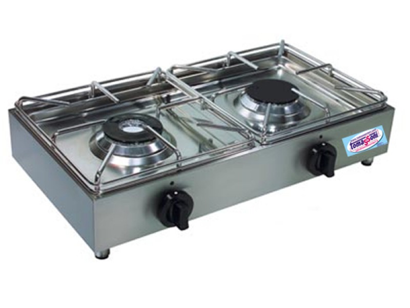 PROFESSIONAL HORIZONTAL GAS COOKER 2 FIRE STAINLESS STEEL