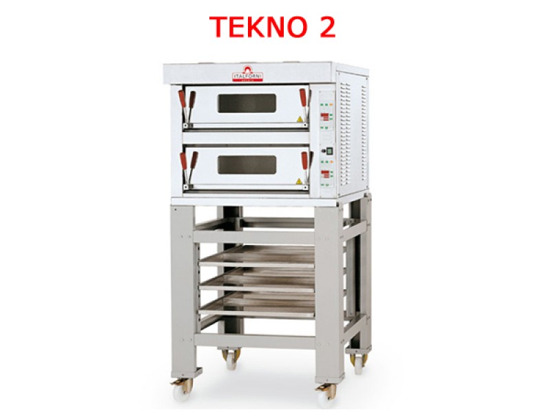 PIZZA ELECTRIC OVEN MOD. T2A/I (STEEL) COOKING REFRACTORY PLANE W61XD62XH15 2 ROOMS