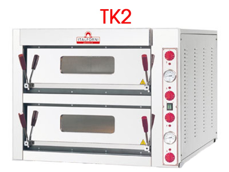 PIZZA ELECTRIC OVEN MOD. TKA2 COOKING REFRACTORY PLANE W66XD66XH15 2 ROOMS