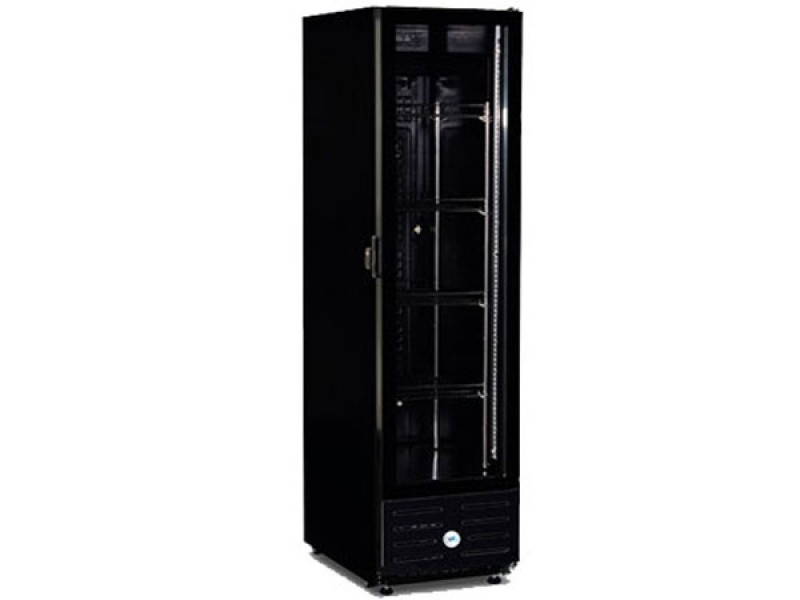 GLASS DOOR REFRIGERATOR MOD FV 300 S BLACK +3° + 10°C