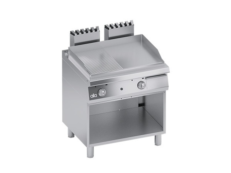 GAS FRY TOP PLATE 1/2 SMOOTH 1/2 SCRATCHED WITH OPEN COMPARTMENT SERIES 70 SOLUTION