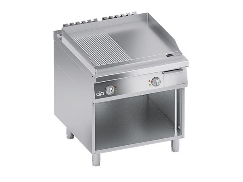 ELECTRIC BENCH FRY TOP PLATE 1/2 SMOOTH 1/2 SCRATCHED WITH OPEN COMPARTMENT SERIES 90