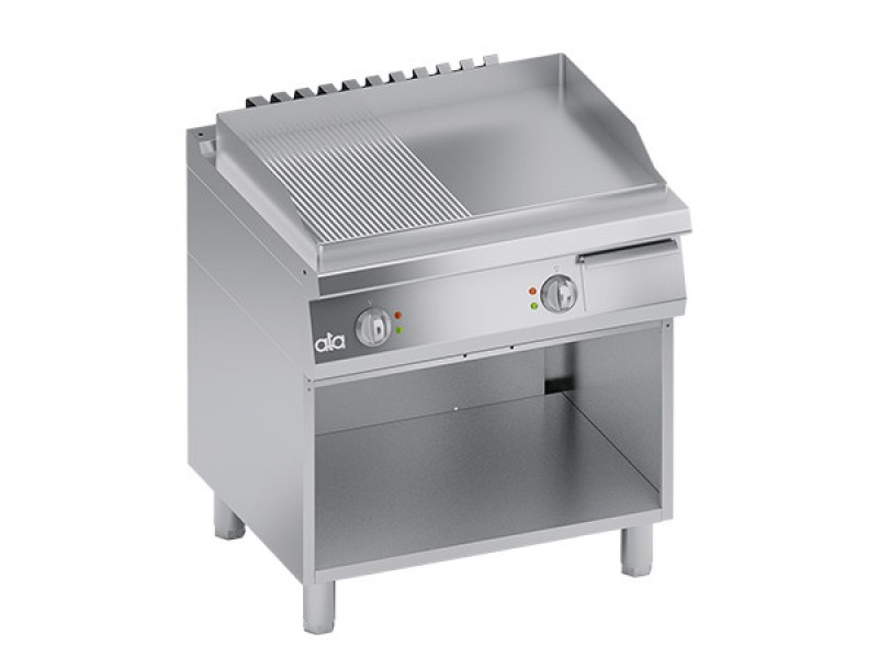ELECTRIC FRY TOP PLATE 1/2 SMOOTH 1/2 SCRATCHED WITH OPEN COMPARTMENT SERIES 70 SOLUTION
