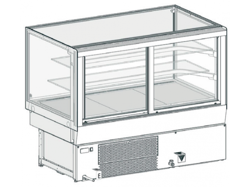 VETRINA MOD LILIUM PASTICCERIA O SNACK FREDDO VBD H 1151 L 960 2 MENSOLE REFRIGERATE SENZA PANNELLATURA UC